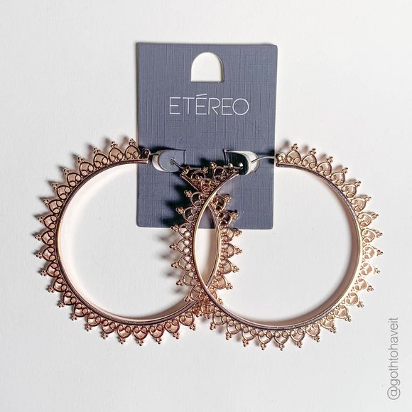 NEW Etéreo Rosegold Hoop Earrings - Picture 1 of 5